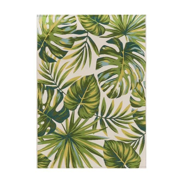 Better Homes & Gardens Green Palm Leaf Woven Outdoor Rug, 5' x 7' | Walmart (US)