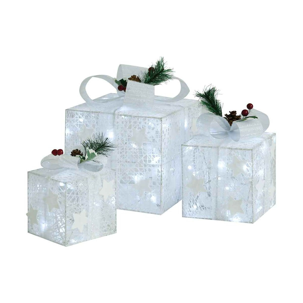 vidaXL Set of 3 Christmas Lighted Gift Boxes, 8 Light Modes Light Up Present Boxes, Xmas Holiday ... | Target