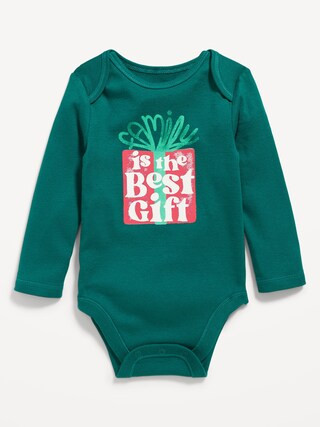 Unisex Long-Sleeve Christmas-Graphic Bodysuit for Baby | Old Navy (US)