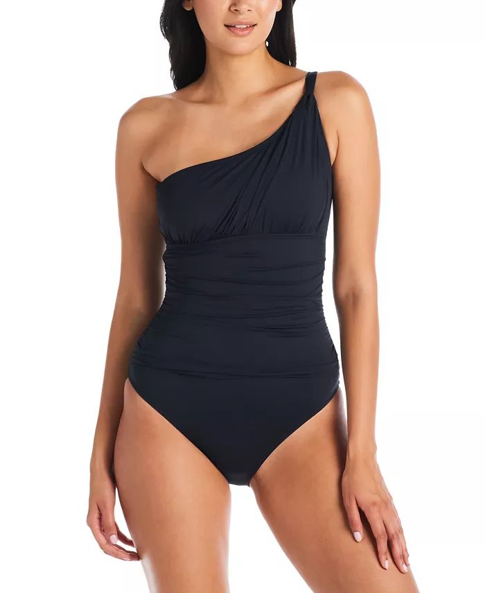 Women's Lets Get Twisted One-Shoulder Ruched Swimsuit | Macys (US)