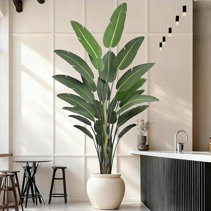 Roselywed Artificial Bird of Paradise Tree 9FT with 25 Leaves Realistic Thick Banana Leaf Deluxe ... | Amazon (US)