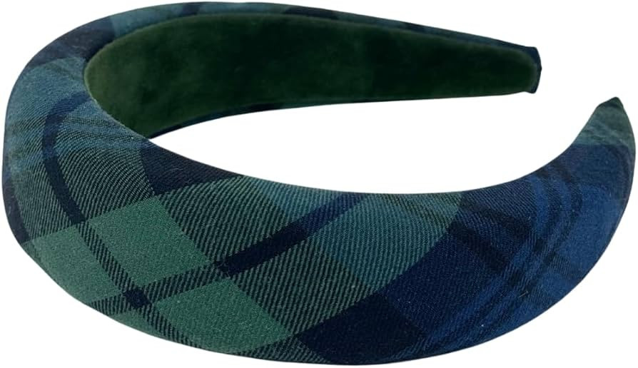 Bellefixe Christmas Padded Headband | Tartan Plaid Holiday Headband for Women (Evergreen) | Amazon (US)