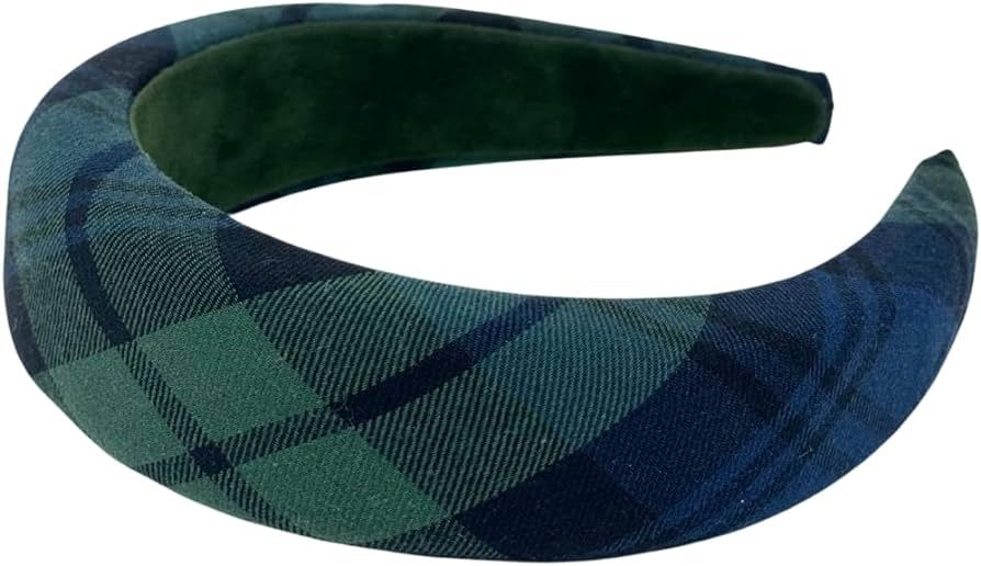Bellefixe Christmas Padded Headband | Tartan Plaid Holiday Headband for Women (Evergreen) | Amazon (US)