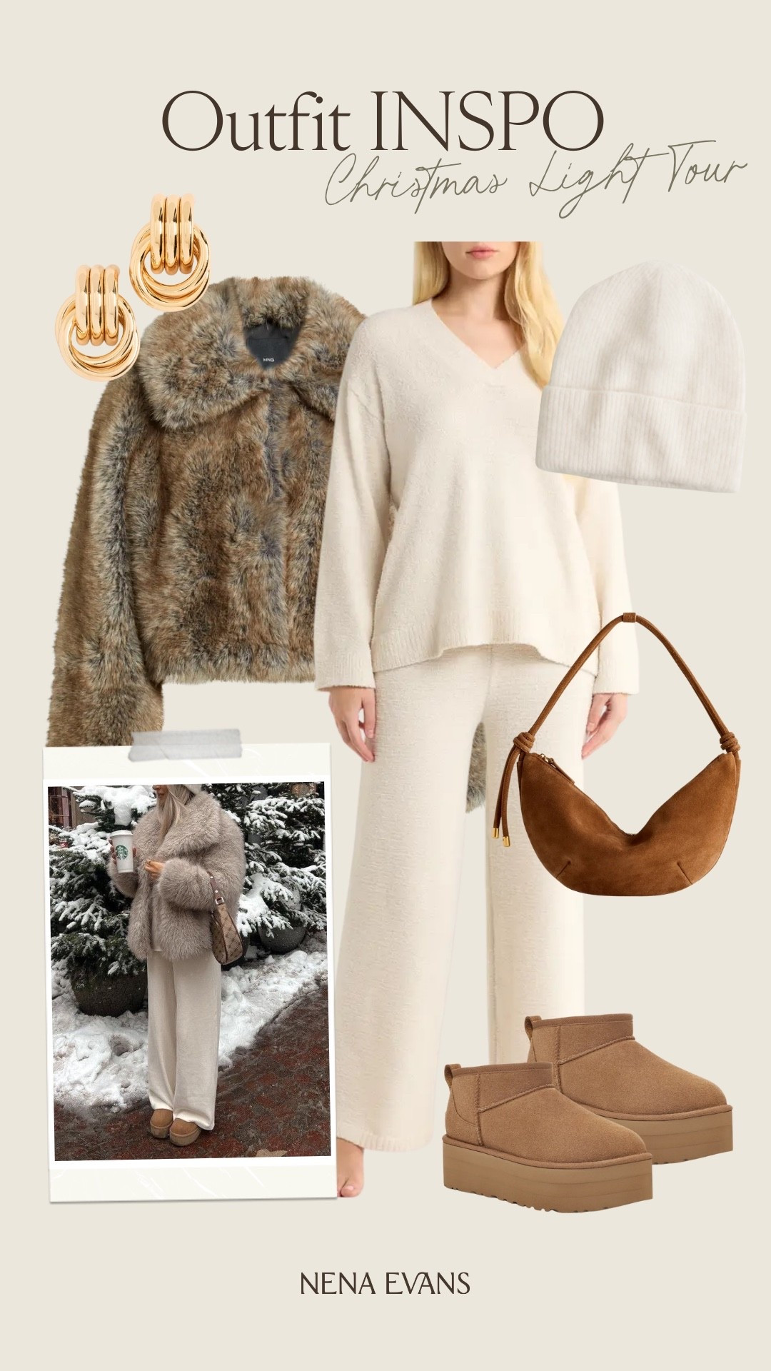 Holiday Outfit Inspo: Christmas Light Tour ✨ Holiday outfit Winter outfit Winter fashion Faux fur coat Matching set Sweater set

#LTKSeasonal #LTKFindsUnder100 #LTKHoliday