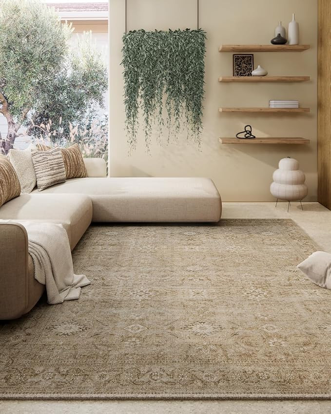 Washable Living Room Area Rugs: 5'x7' Bedroom Rug Boho Stain Resistant Tribal Distressed Vintage ... | Amazon (US)