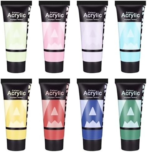 AUREUO Pastel Acrylic Paint Set - 8 Vintage Spring Colors, 0.71 Fl Oz (21ml) Tubes for Floral Pai... | Amazon (US)