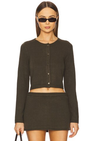Fitted Crewneck Cardigan in Dark Grey | Revolve Clothing (Global)