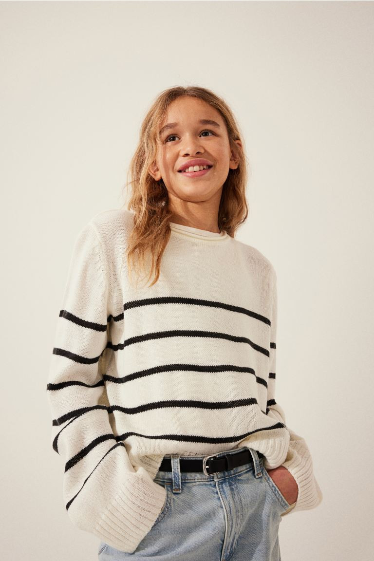 Jumper - White/Striped - Kids | H&M GB | H&M (UK, MY, IN, SG, PH, TW, HK)
