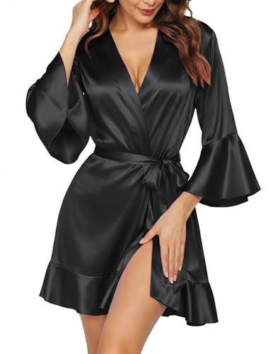Ekouaer Women's Robe Soft Comfy Satin Bride Bridal Robes Silk Bathrobes | Amazon (US)