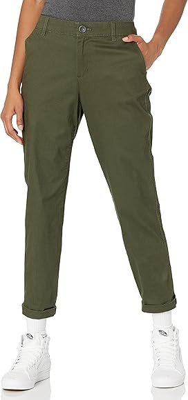 Amazon Essentials Women's Mid-Rise Slim-Fit Cropped Tapered Leg Khaki Pant | Amazon (US)