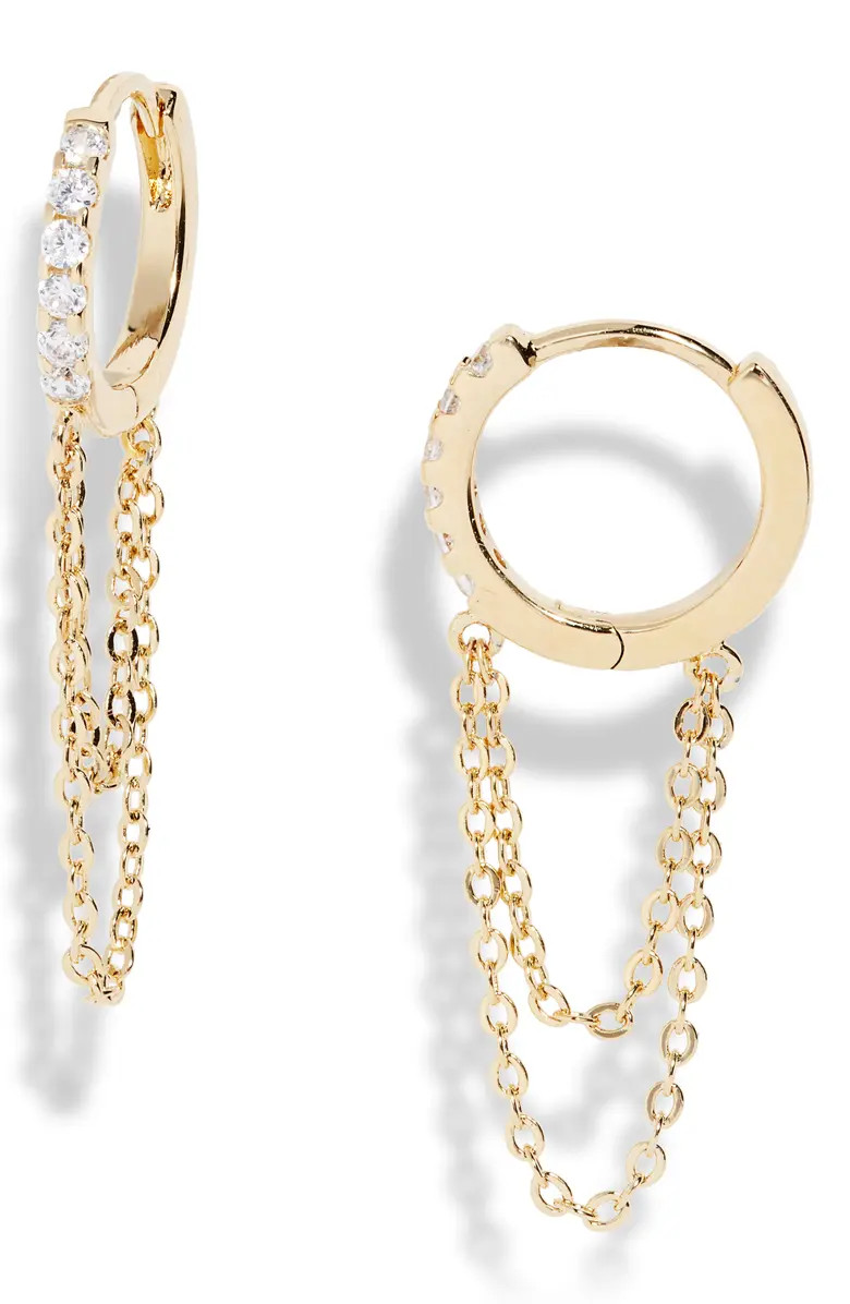 Chain Drop Huggie Hoop Earrings | Nordstrom