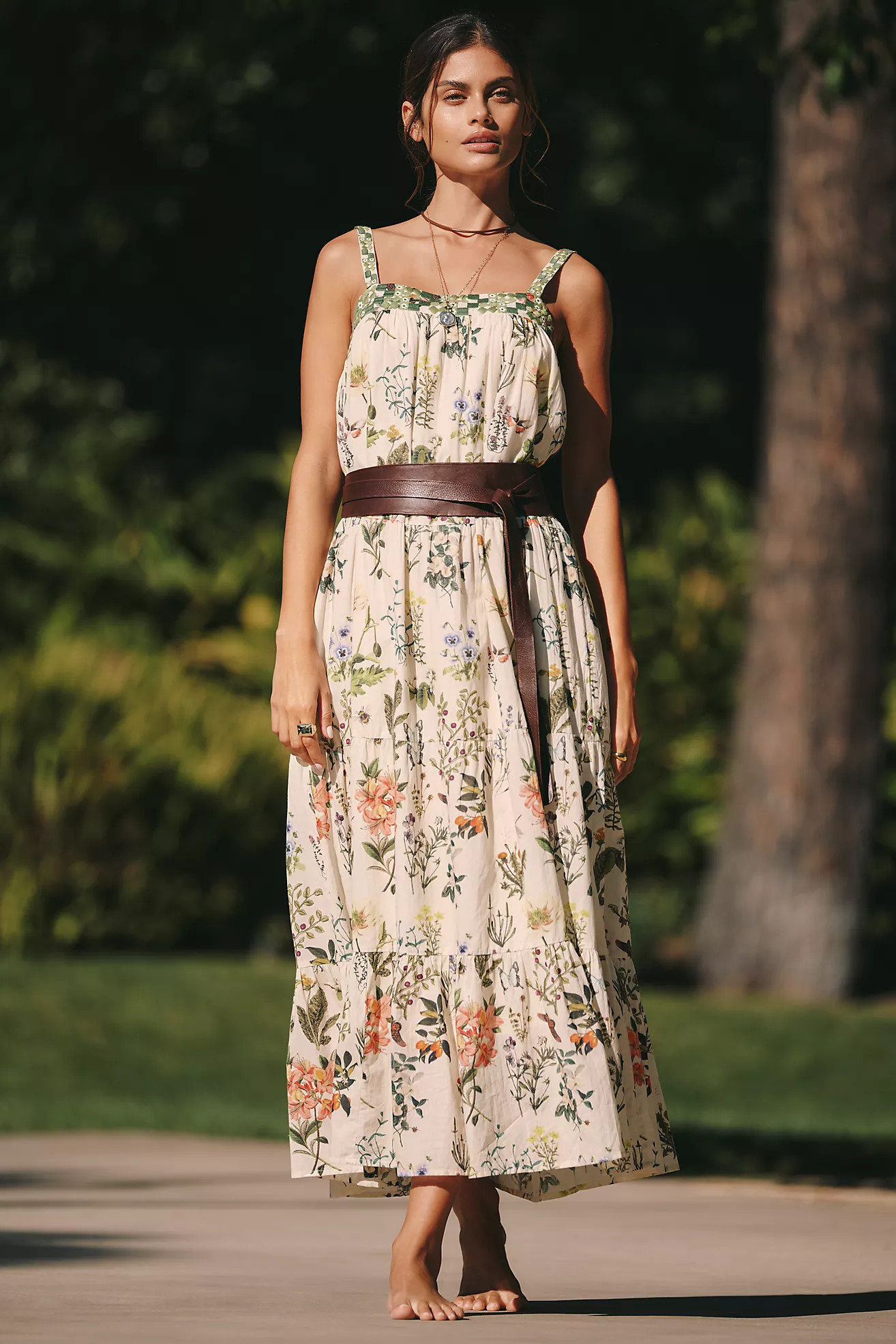 Ro's Garden Natasha Square-Neck Tiered Maxi Dress | Anthropologie (US)