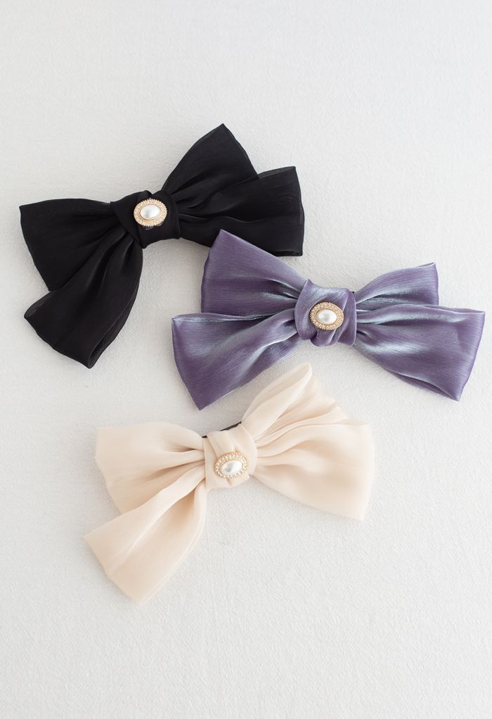 Pearly Big Bow Barrette | Chicwish