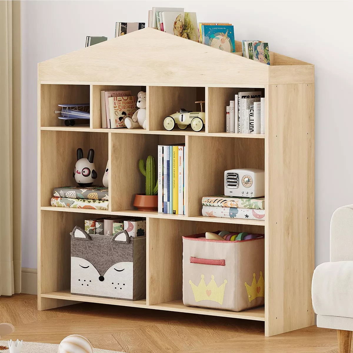 Toy Storage Organizer 9-Cubby Kids Bookshelf 40.7in Width Bookcase Toddlers Playhouse Cabinet She... | Target