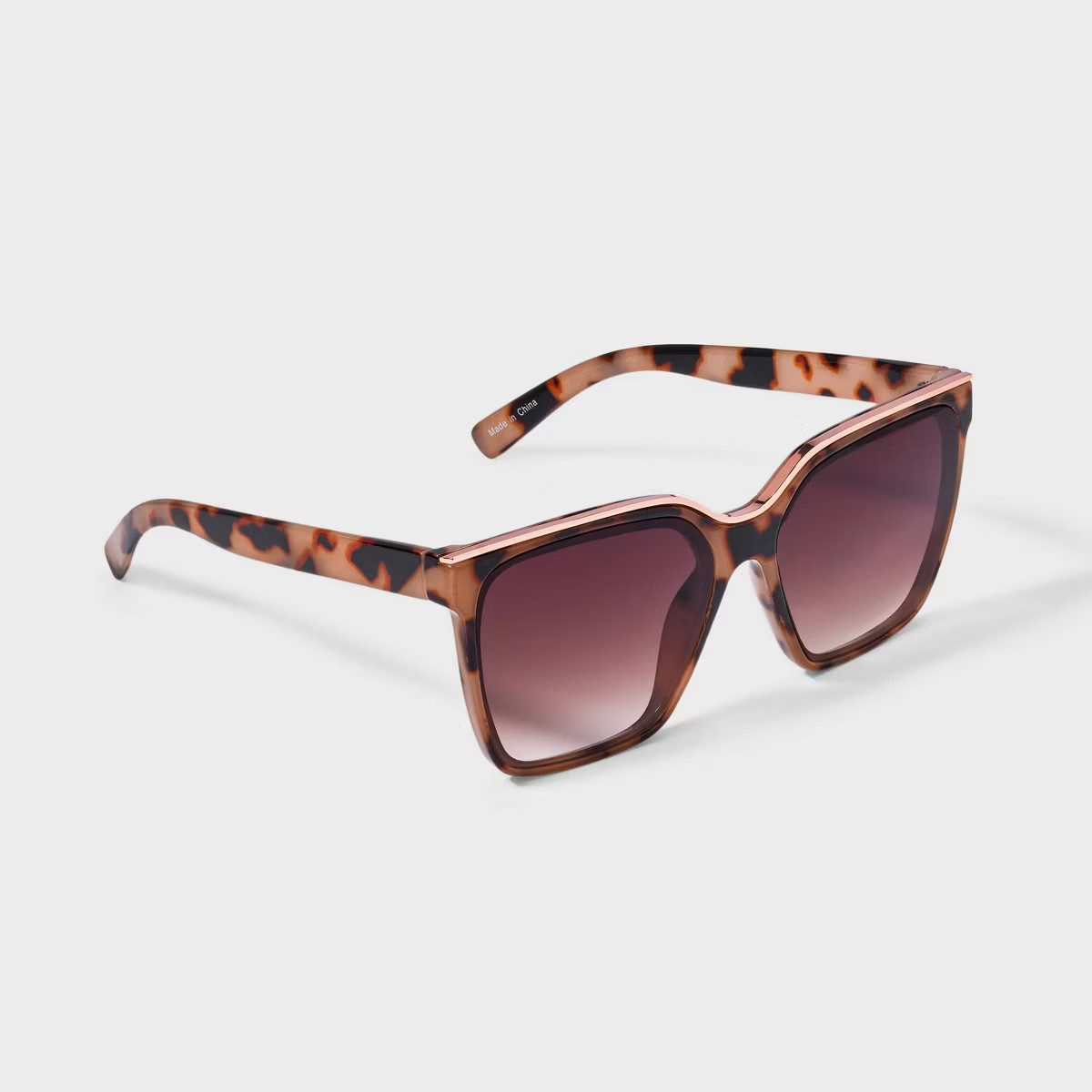 Women's Plastic Square Tortoise Shell Sunglasses - A New Day™ Assorted Beiges | Target