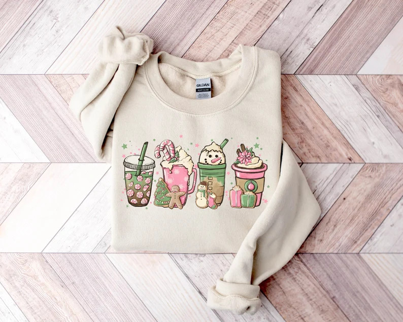 Christmas Coffee Pinky Sweatshirt, Christmas Sweatshirt, Coffee Lover Christmas Gift, Holiday Swe... | Etsy (US)