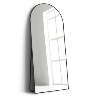 Elevens 71 in. x 24 in. Large and Wide Classic Full-Length Arch Metal Framed Black Floor Mirror W... | The Home Depot