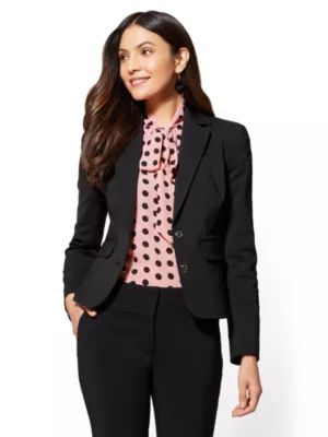 7th Avenue - Topstitched Two-Button Jacket - All-Season Stretch | New York & Company