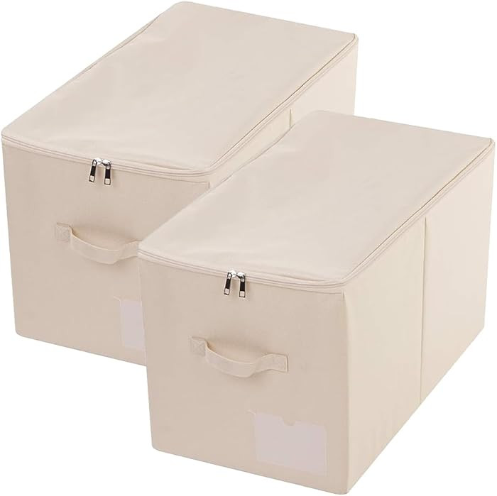 iwill CREATE PRO Pack of 2, Zip Lidded Wardrobe Storage Bins,Collapsible Fabric Storage Boxes for... | Amazon (US)