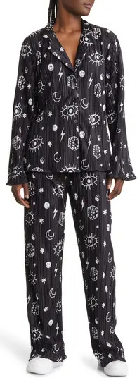 Dressed in Lala Notched Collar Plissé Top & High Waist Pants Set | Nordstrom | Nordstrom