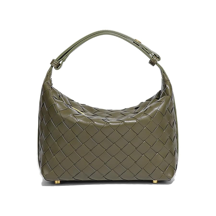 Vegan Leather Woven Hobo Bag – Mini Tote Purse, Braided Underarm Handbag for Women | Amazon (US)