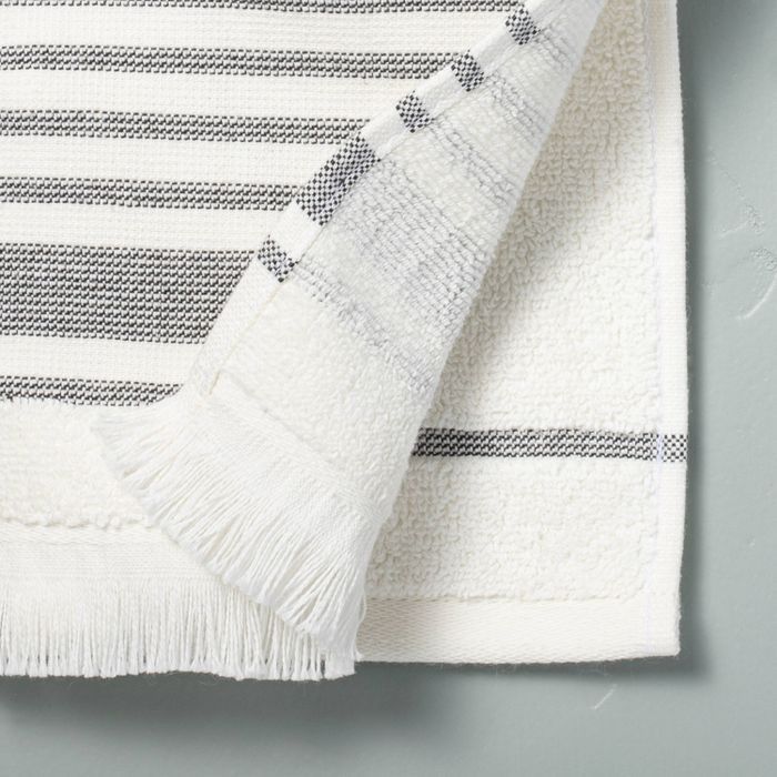 Multistripe Bath Towels Cream/Railroad Gray - Hearth & Hand™ with Magnolia | Target
