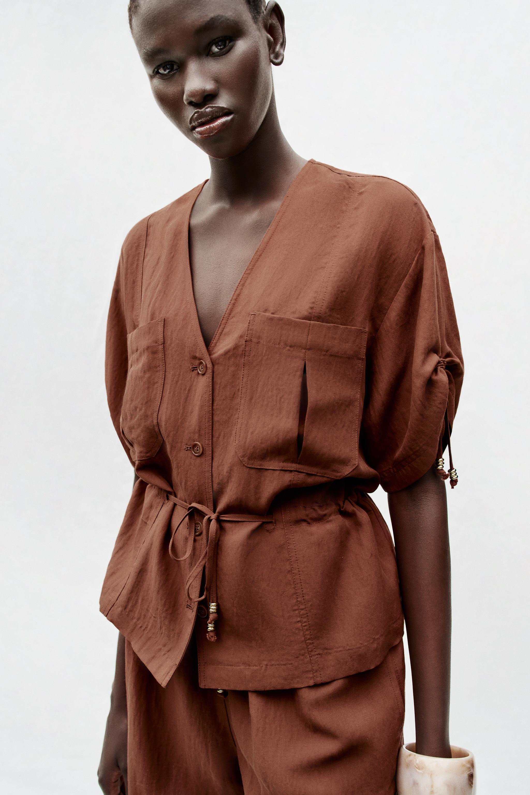 SHORT SLEEVE BEADED SAFARI JACKET | Zara US