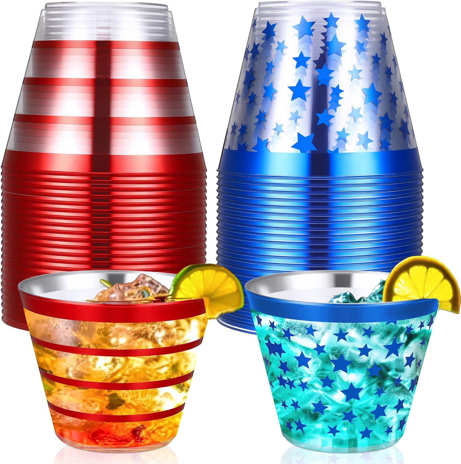 Jingmore 24 Pcs Patriotic Disposable Cup 9oz Veteran Day Party Cup, Stripe | Amazon (US)