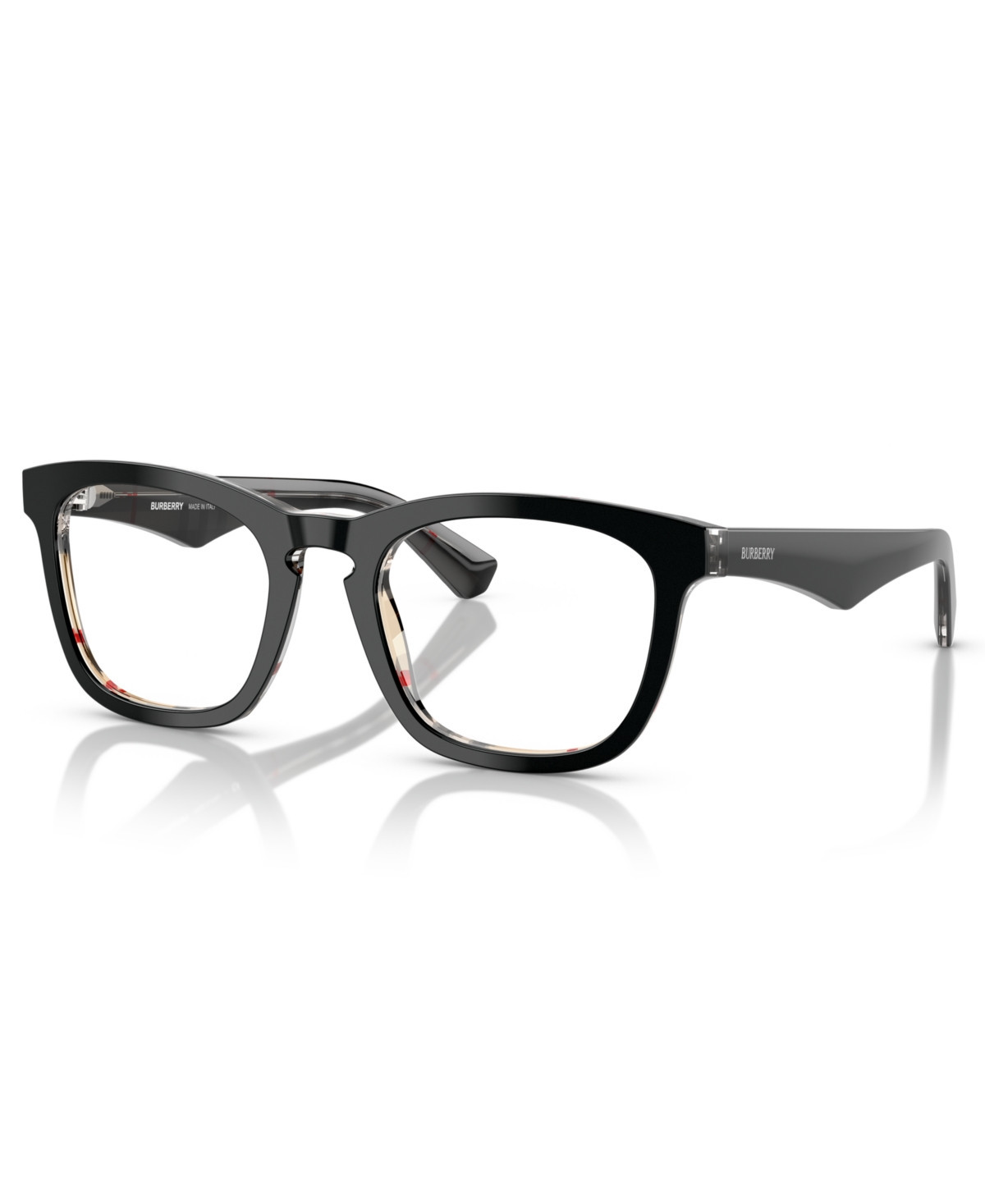 Burberry Men's Eyeglasses, BE2417 - Top Black On Vintage-like Check | Macy's