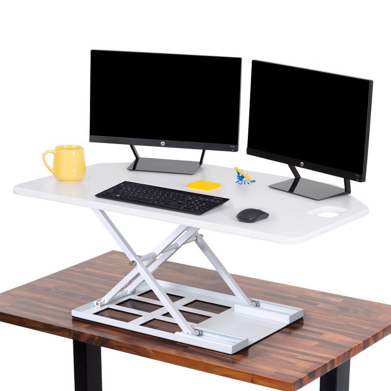 X-Elite Premier Corner Standing Desk Converter with Pneumatic Height Adjustment – White – Sta... | Target