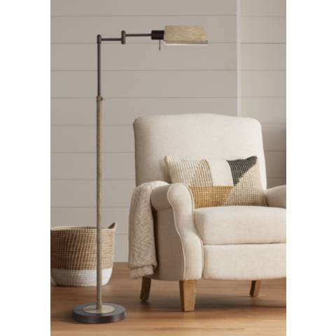Jenson Bronze and Faux Wood Adjustable Pharmacy Floor Lamp | LampsPlus.com