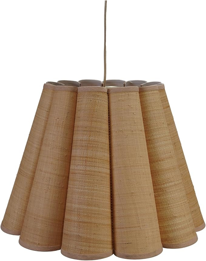 Creative Co-Op Raffi Scalloped Pendant Lamp with Linen Trim, Natural | Amazon (US)