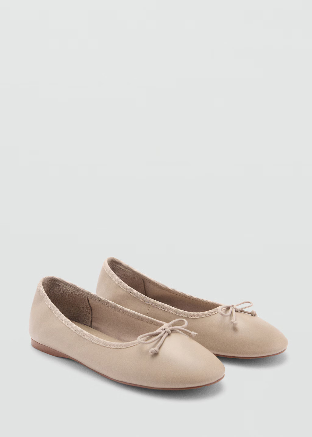 Leather ballet flats with bow | MANGO (US)