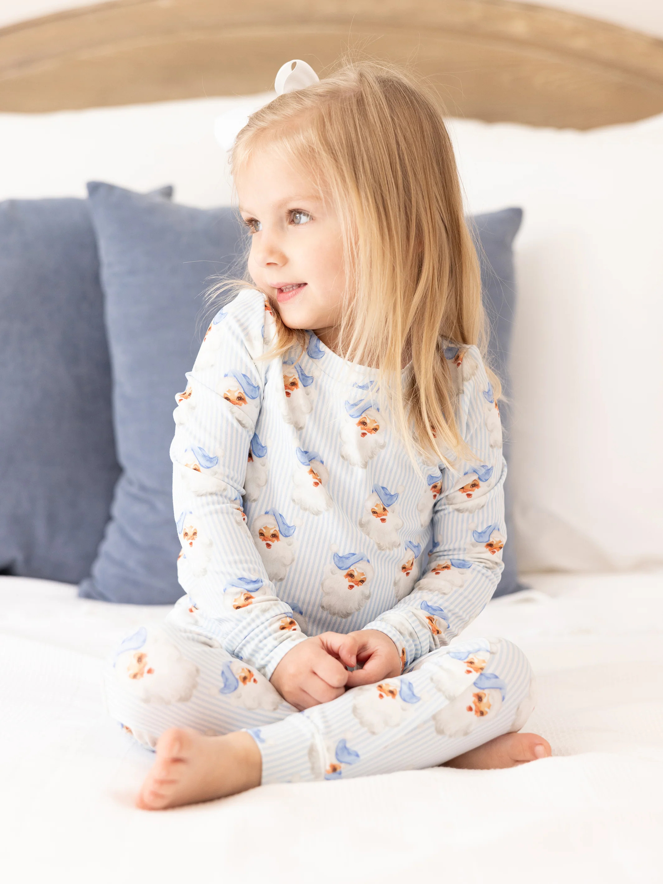 Toddler PJ Set | Santa Baby Blue | Mary Square