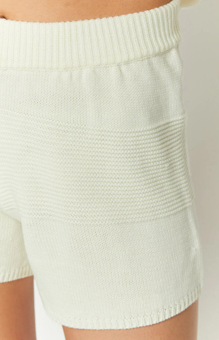 Winslee White Knit Shorts | Beginning Boutique (US)