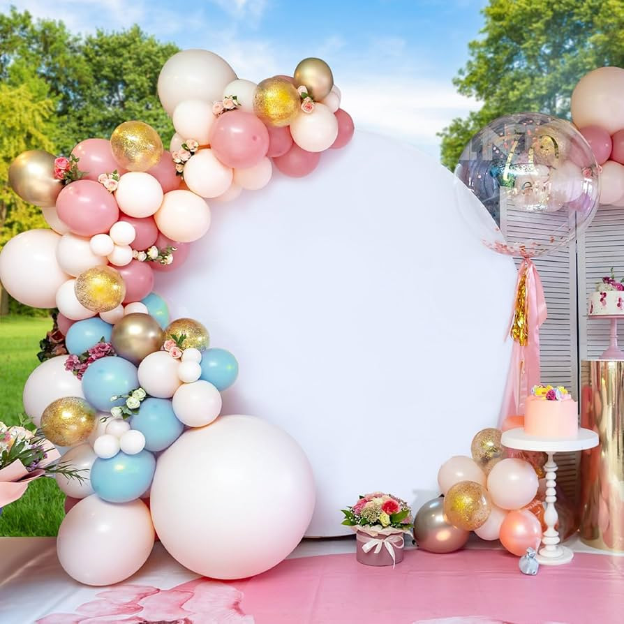 White Round Backdrop Cover 6.5x6.5ft Balloon Circle Backdrop Stand Cover for Background Photo Sho... | Amazon (US)