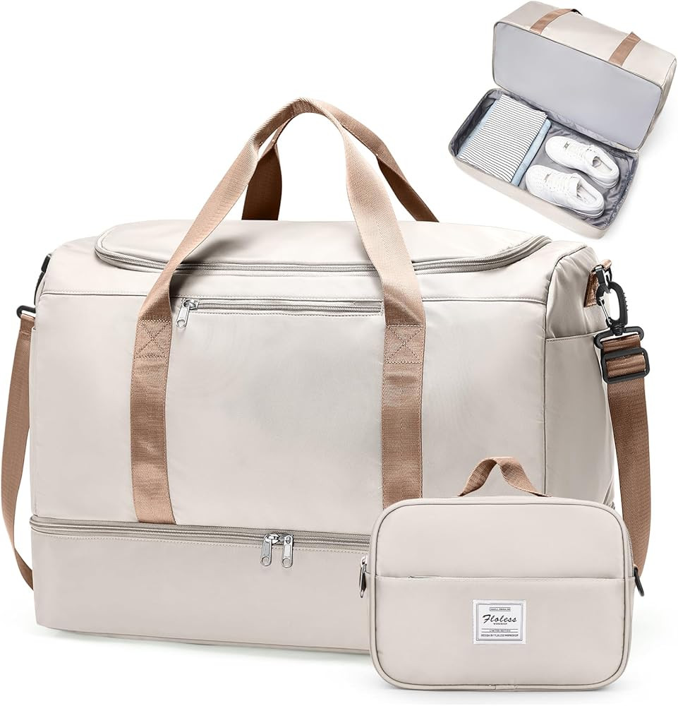 Extra Large Travel Duffle Bag,Carry on Overnight Weekend Bag with Shoes Compartment,Weekender Bag... | Amazon (US)