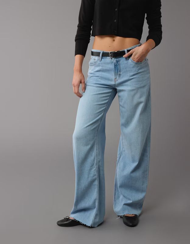 AE Dreamy Drape Stretch Low-Rise Baggy Wide-Leg Jean | American Eagle Outfitters (US & CA)