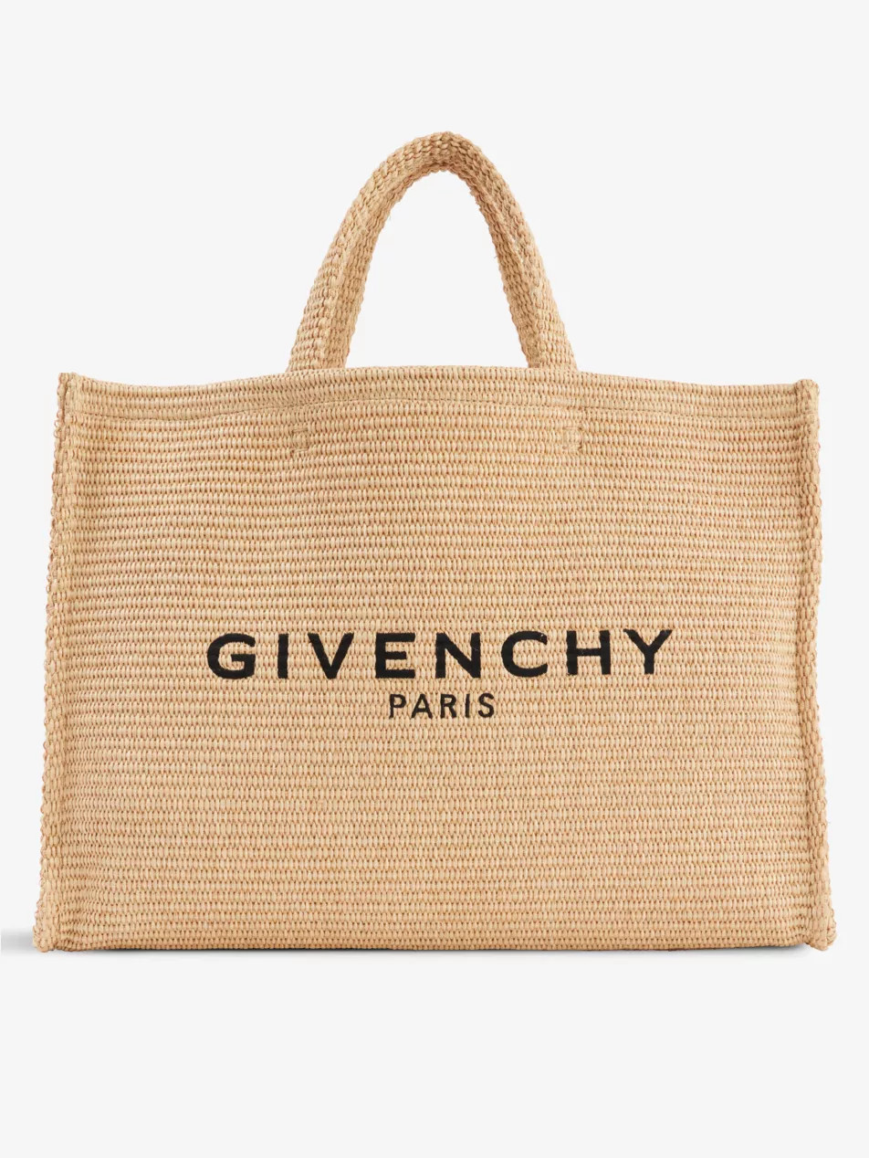 G-Tote large logo-embroidered raffia tote bag | Selfridges