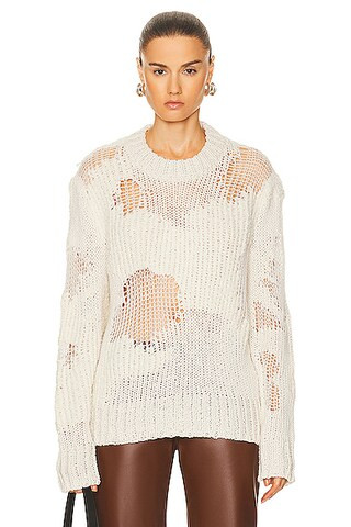 Chloe Distressed Sweater in Iconic Milk | FWRD | FWRD 