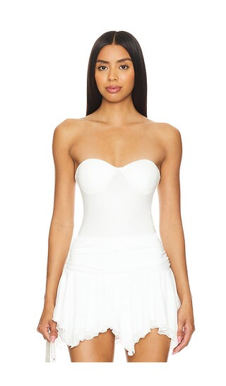 Stef Bustier Bodysuit in White | Revolve Clothing (Global)