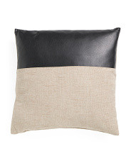 22x22 Linen And Faux Leather Pillow | Marshalls