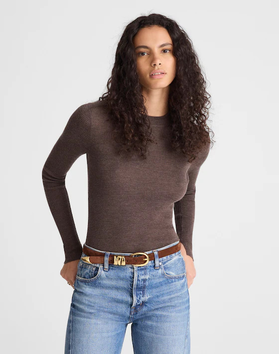 Double-Layered Crewneck Sweater in Merino-Wool Silk | Madewell