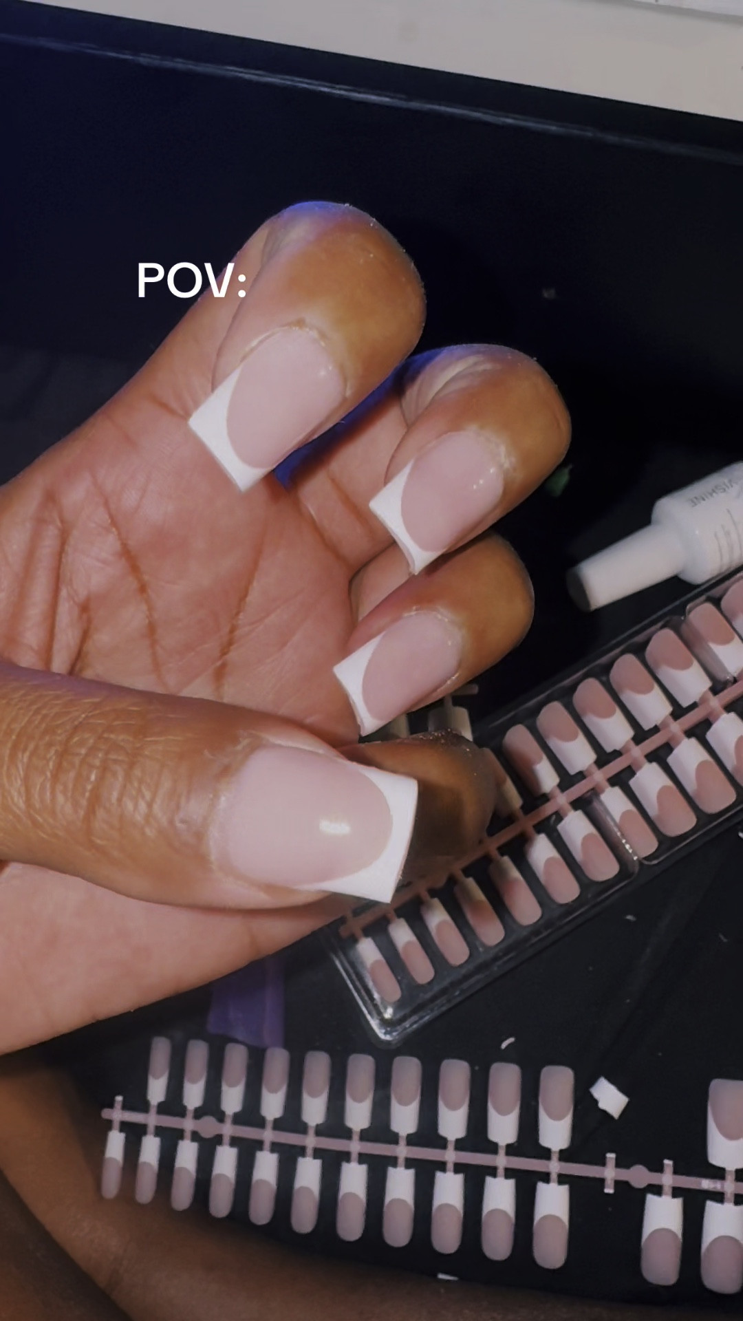 Classy natural press on French tip 