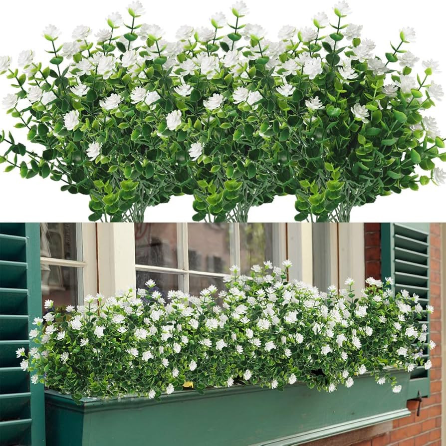 20 Bundles Artificial Flowers, Fake Artificial Greenery UV Resistant No Fade Faux Plastic Plants ... | Amazon (US)