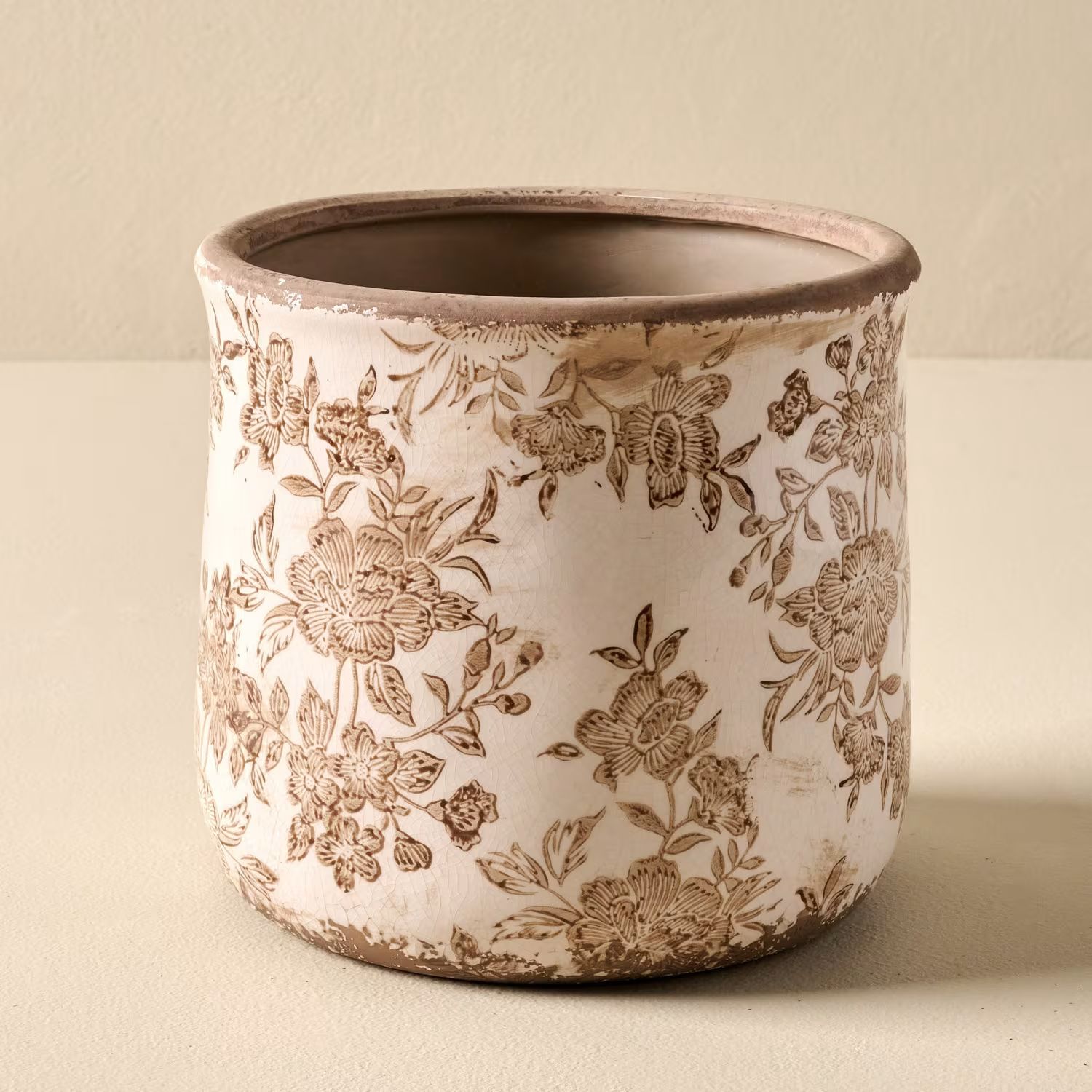 Brown and White Distressed Planter | Magnolia