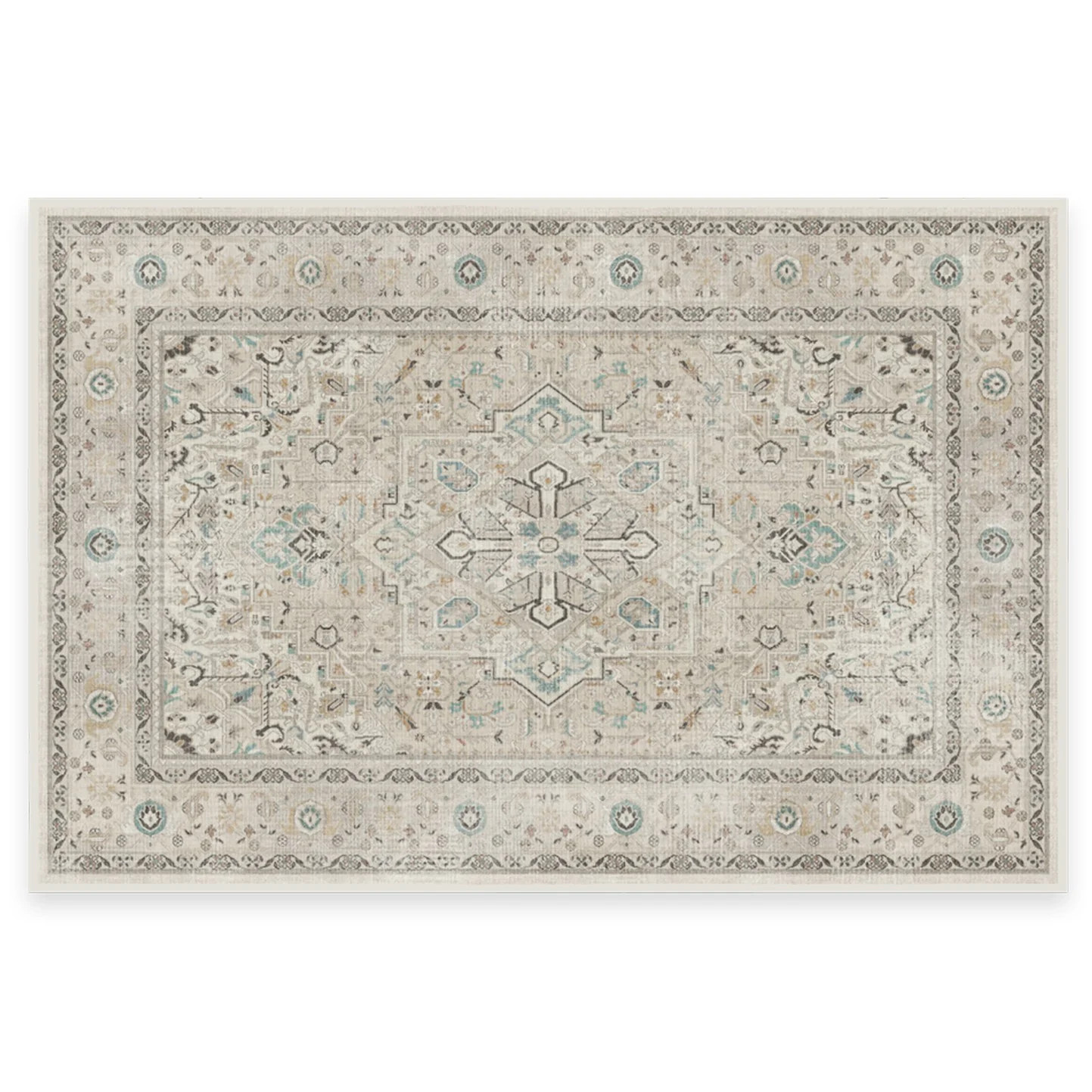 Ruggable Kamran Machine Washable Traditional Vintage Area Rug 2' x 3', Ivory Opal | Walmart (US)