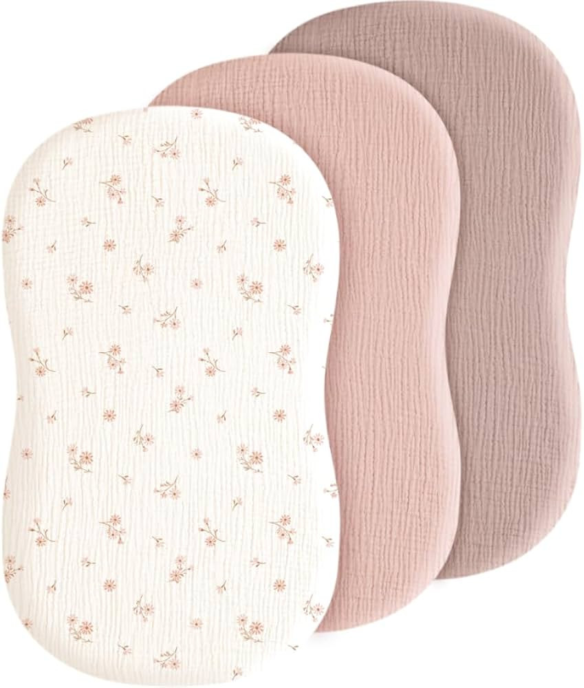 Baby Bassinet Sheets 3 Pack for Boys & Girls, Soft Breathable Muslin Cotton Bassinet Mattress Cov... | Amazon (US)