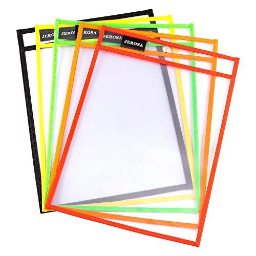 Dry Erase Pockets 10 Pack - Reusable Oversized 10" x 13" - Clear Sheets Durable Plastic Sleeves T... | Walmart (US)