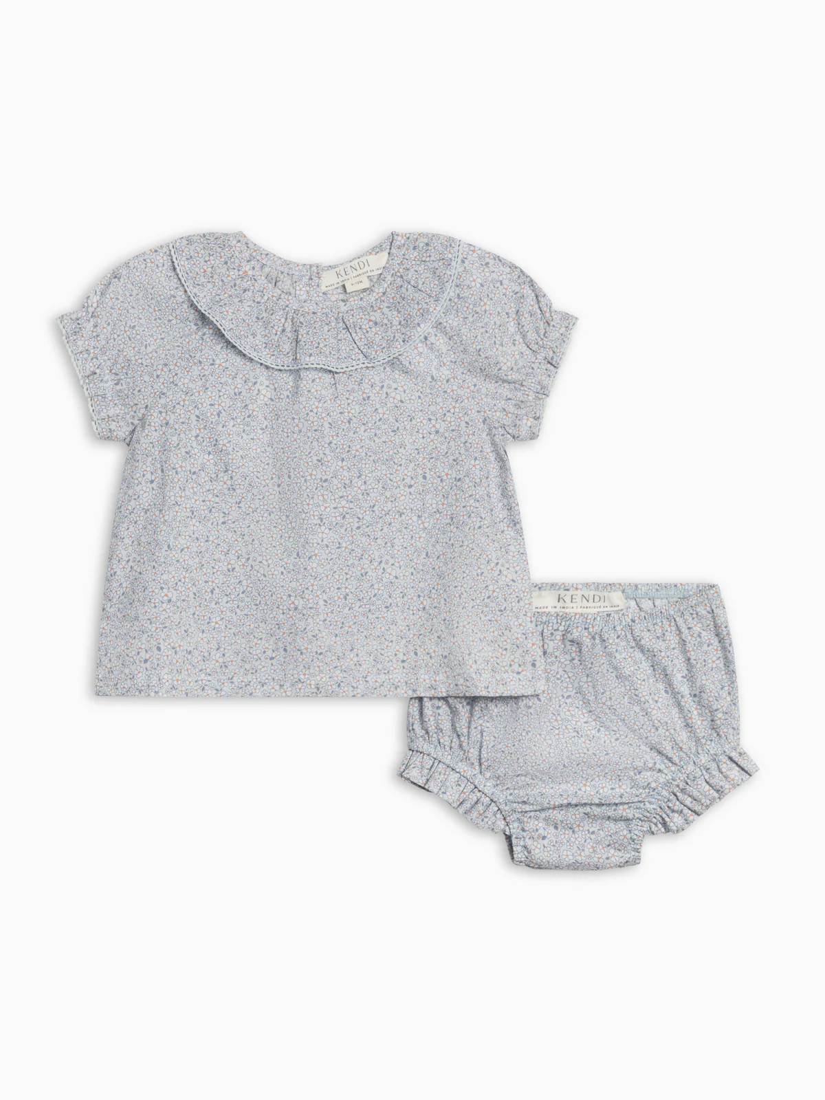 Bess Poplin Ruffle Collar Shirt and Bloomer Set | Colored Organics
